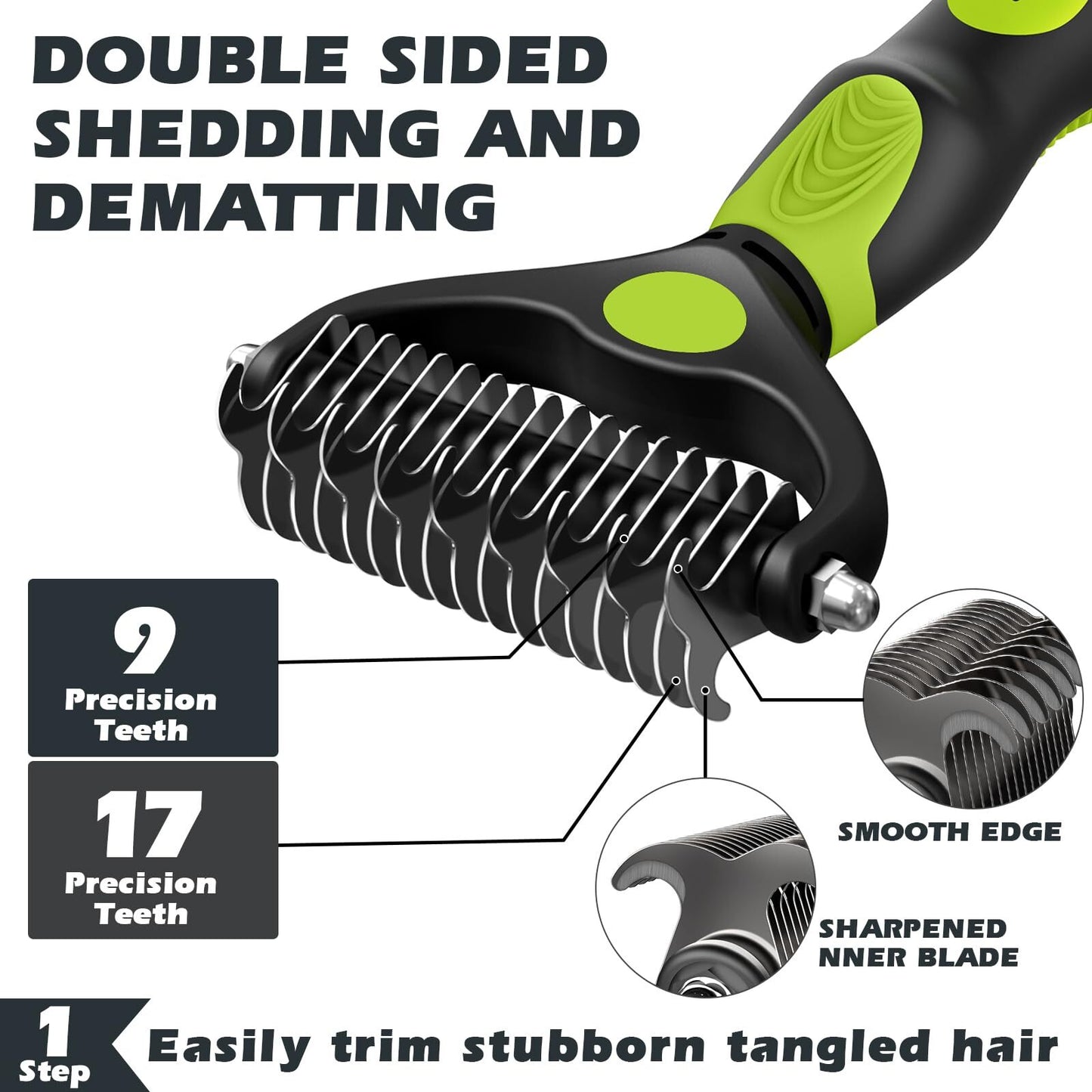 3-Pack Dog Brushes Premium Pet Grooming and Bathing Supplies Green and Black