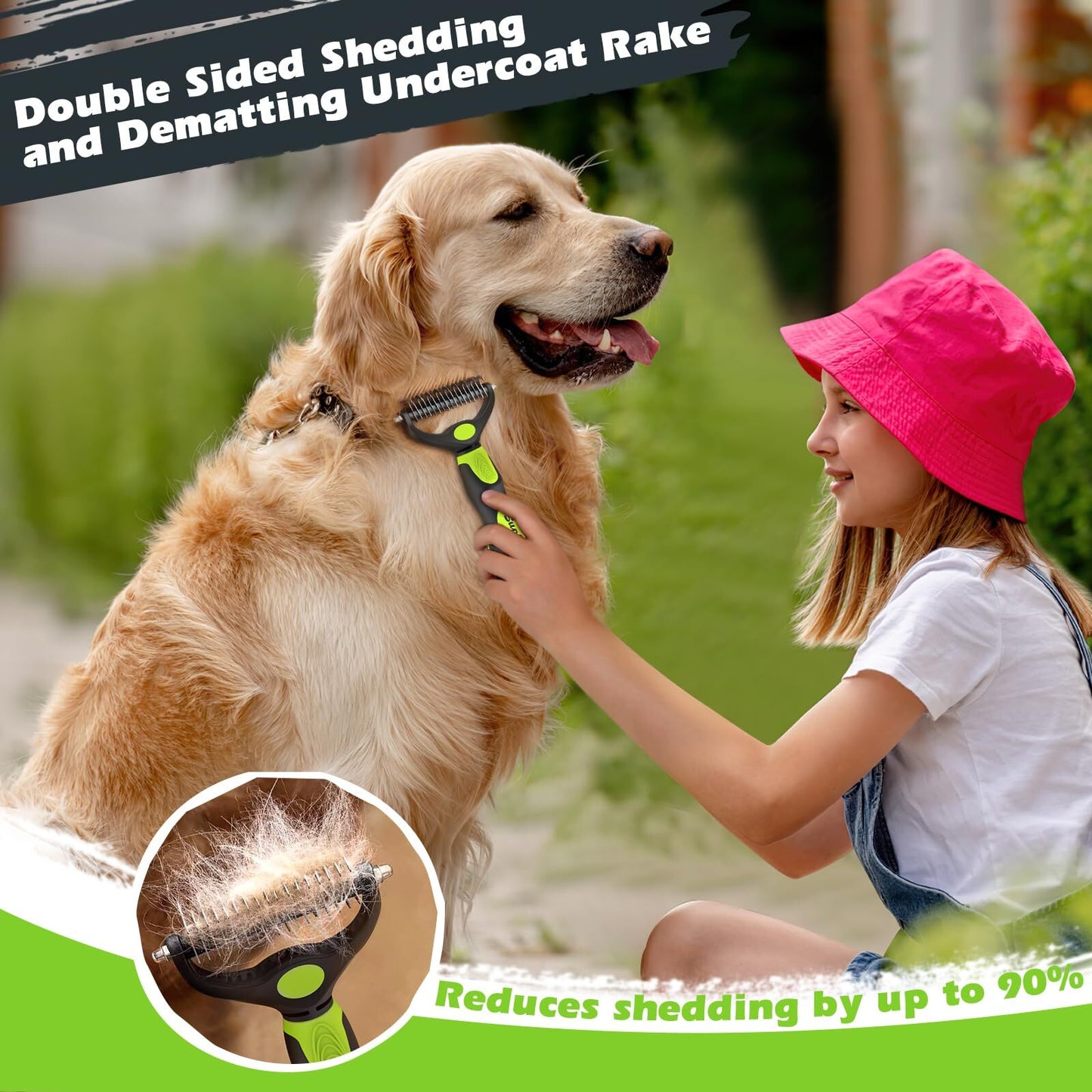 3-Pack Dog Brushes Premium Pet Grooming and Bathing Supplies Green and Black