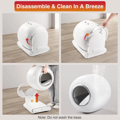 Self Cleaning Cat Litter Box, Automatic Cat Litter Box with APP Control, 65+9L Large Capacity, All-Round Safety Protection, Fully Auto Cleaning, Support 2.4G Wifi Only, 2 Rolls Liner Gift